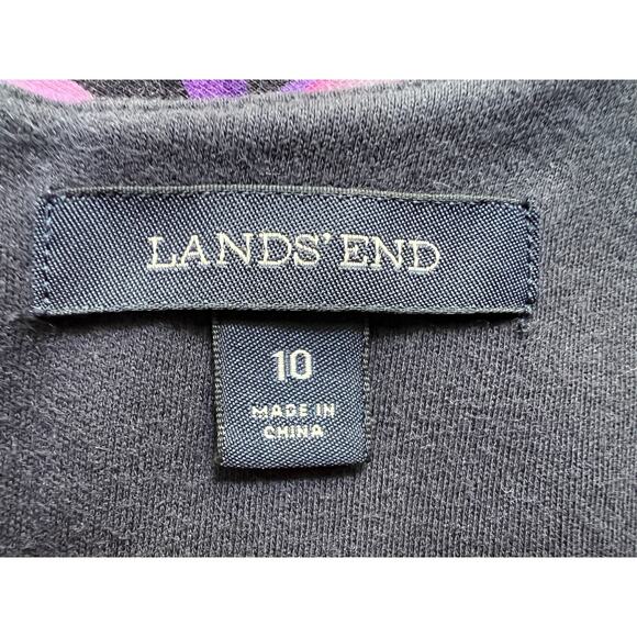 Lands' End Womens 10 Dress Knee Length Sleeveless Purple Iris Floral Stretch - Picture 5 of 12